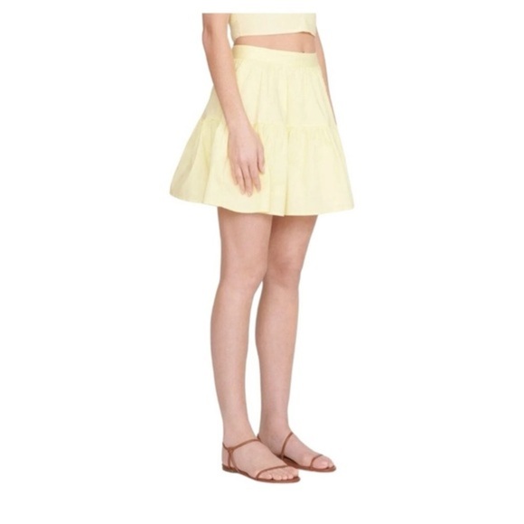 New Staud Sea Stretch Cotton Mini Skirt Ruffle Tiered Sunray Yellow NWOT - Picture 1 of 7